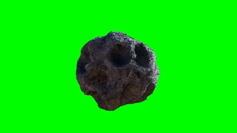 Asteroid meteorite revolves close-up render 3D on green background Stock Footage 107605882
