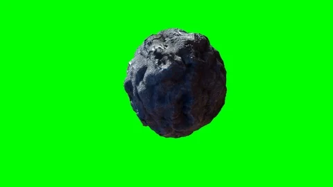 Asteroid meteorite revolves close-up render 3D on green background Stock Footage 107797863
