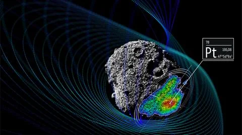 Asteroid mining concept vector illustration, space industry, resource Stock Illustration