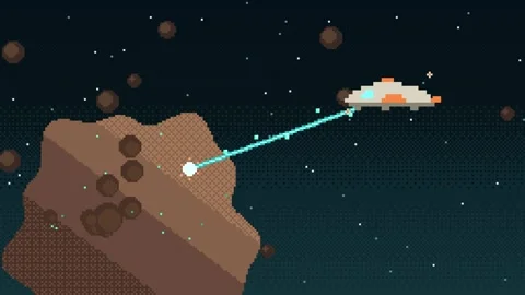 Asteroid mining ship with laser drill Stock Footage 348648149