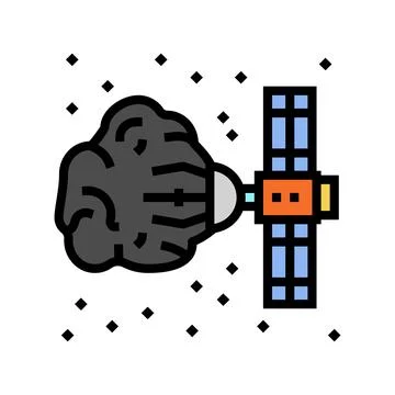 Asteroid mining space exploration color icon vector illustration 스톡 일러스트