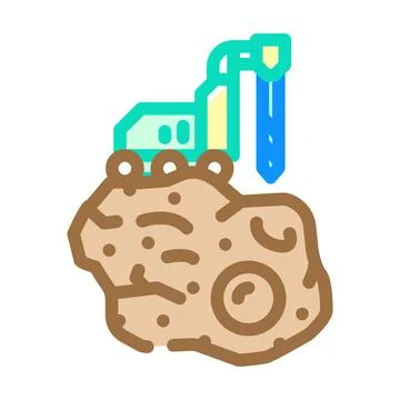 Asteroid mining space exploration color icon vector illustration 스톡 일러스트