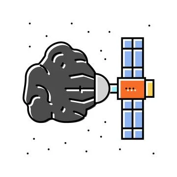 Asteroid mining space exploration color icon vector illustration 스톡 일러스트