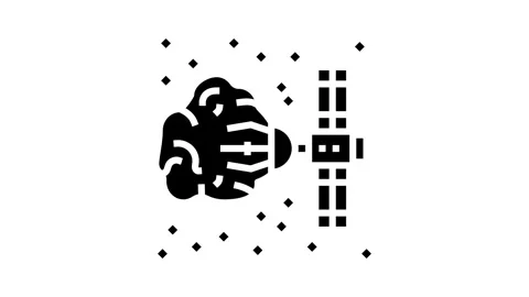 Asteroid mining space exploration glyph icon animation Stock Footage 326151249
