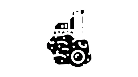 Asteroid mining space exploration glyph icon animation Stock Footage 326742220