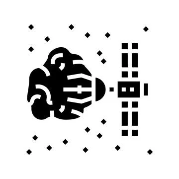 Asteroid mining space exploration glyph icon vector illustration 스톡 일러스트