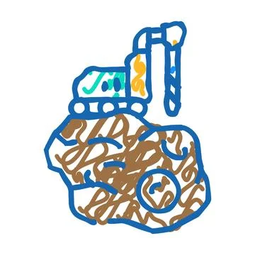 Asteroid mining space exploration icon doodle illustration 스톡 일러스트