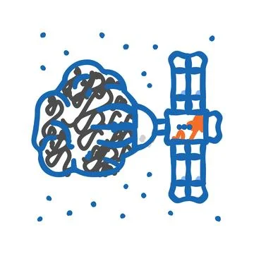 Asteroid mining space exploration icon doodle illustration 스톡 일러스트