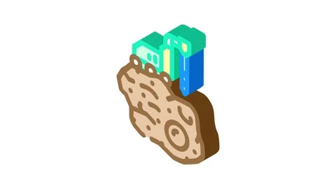 Asteroid mining space exploration isometric icon animation Stock Footage 327288737