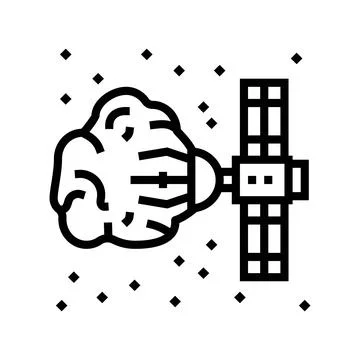 Asteroid mining space exploration line icon vector illustration 스톡 일러스트
