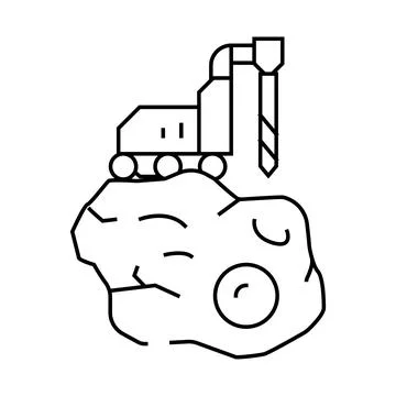 Asteroid mining space exploration line icon vector illustration 스톡 일러스트