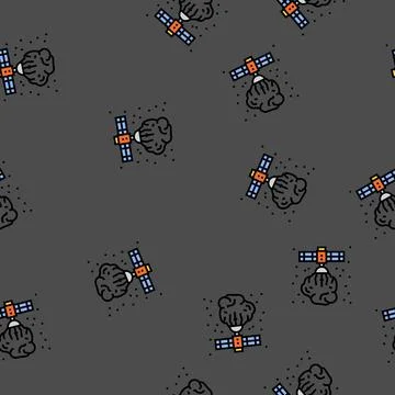 Asteroid mining space exploration vector seamless pattern Illustrazione stock