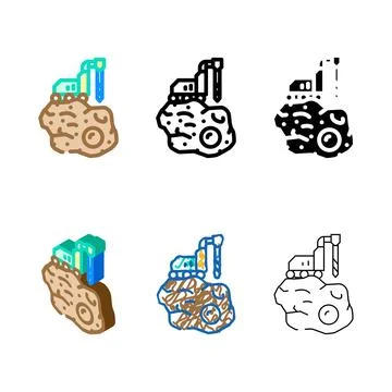 Asteroid mining space simplified exploration color icon vector Stock Illustration
