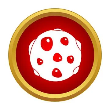 Asteroid or moon in a red circle creating a simple space icon Stock Illustration