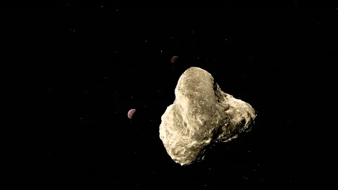 Asteroid in orbit around planet Video stock 133210880