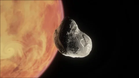 Asteroid orbits Mars-like planet Stock Footage 116786660