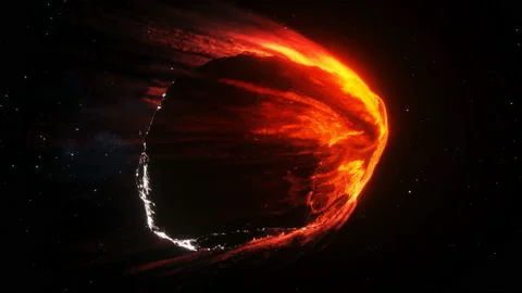 Asteroid in outer space. Earth planet. Realistic 4k animation. Видео 201569062