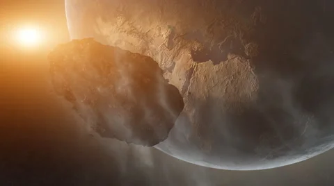 Asteroid Over Earth (Cinema HDTV FX) Stock Footage