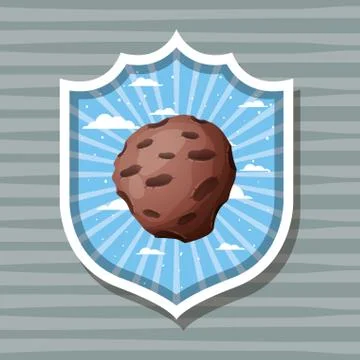 Asteroid over striped label design vector illustration 스톡 일러스트
