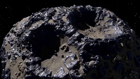 Asteroid Psyche, which orbits the Sun between Mars and Jupiter Stock Footage 245913801