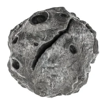 Asteroid rock with craters and deep crack. 3D rendering 库存插图