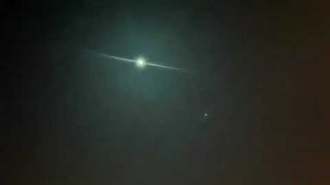 Asteroid Sar2667 explodes in the night sky over Rouen, France Stock Footage 233098861