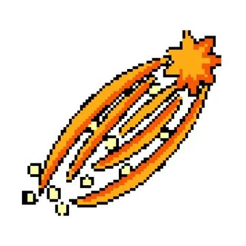 Asteroid shooting star space pixel art vector illustration イラスト素材