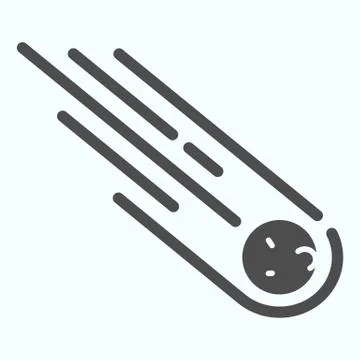 Asteroid solid icon. Falling meteorite with flame. Outer space design concept Ilustración de archivo