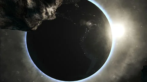 Asteroid in space fly to earth Video stock 35846953