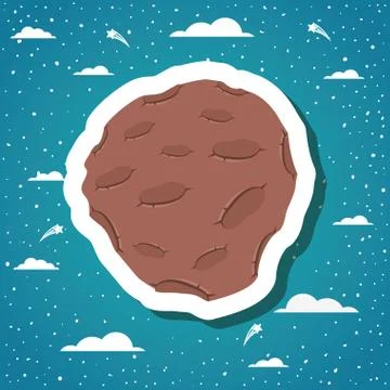 Asteroid sticker with clouds design vector illustration 스톡 일러스트