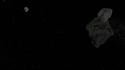 Asteroid with streaming debris trail Stock Footage 44233779