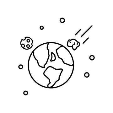 Asteroid toward earth icon. Simple line, outline vector elements of Stock Illustration