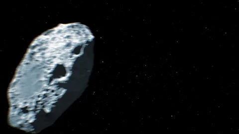 Asteroid Travel in Outer Space. Alone Comet Flying Close to Camera Stock-Footage 299727059
