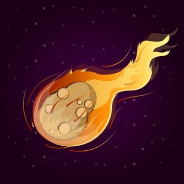 Asteroid Vector Illustration with Night Sky Background Stock Illustration