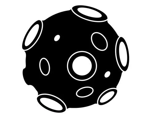 Asteroid - vector silhouette picture for logo or pictogram, satellite is a small Stock Illustration