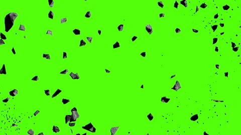 Asteroid wreckage on green background Stock Footage 153757462