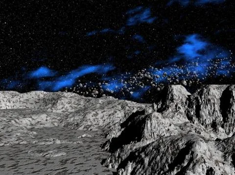 Asteroids above planet イラスト素材