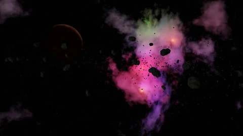 Asteroids and Nebula Stock Footage 249430416