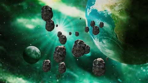 Asteroids and Planets Stock Footage 76760990