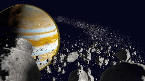 Asteroids belt Jupiter Stock Illustration