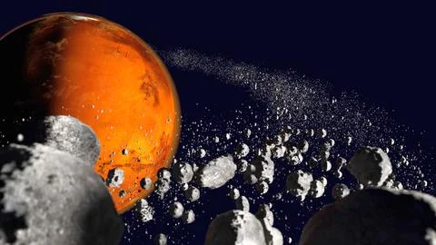 Asteroids belt Mars Stock Illustration