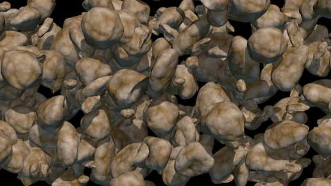 Asteroids on black background. 3d render. Large rock sizes Stock Illustration