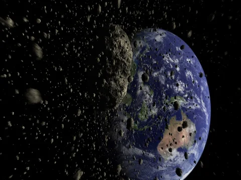 Asteroids on Collision Course with Earth (2160p 29.97) Video stock 81076287
