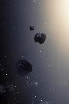 Asteroids in the deep space Stock Illustration