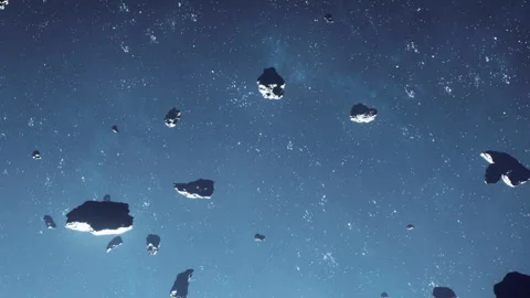 Asteroids drifting in outer space with stars in background Stock Footage 345062775