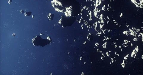 Asteroids drifting in the vastness of space offer a celestial view Stock Illustration