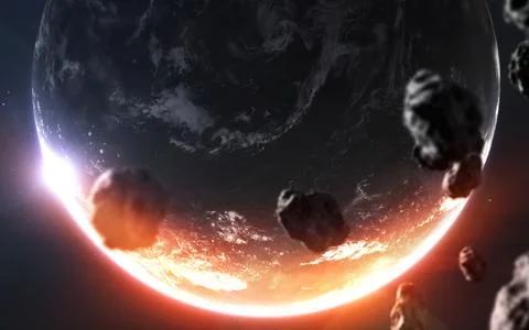 Asteroids enters the Earth orbit. Elements of this image furnished by NASA イラスト素材