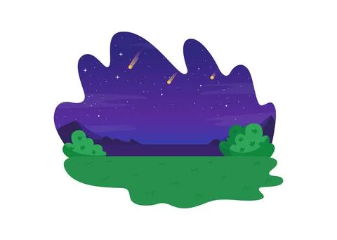 Asteroids falling down in night sky 2D vector web banner, poster Illustrazione stock