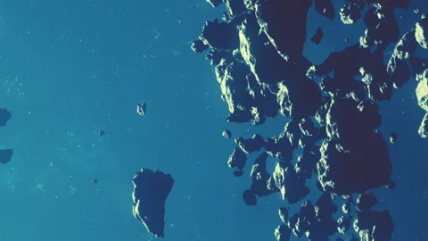 Asteroids floating in deep space during a view from an unknown location Stock Footage 344886751