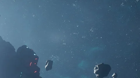 Asteroids floating in outer space with stars in the background Stock Footage 344313780